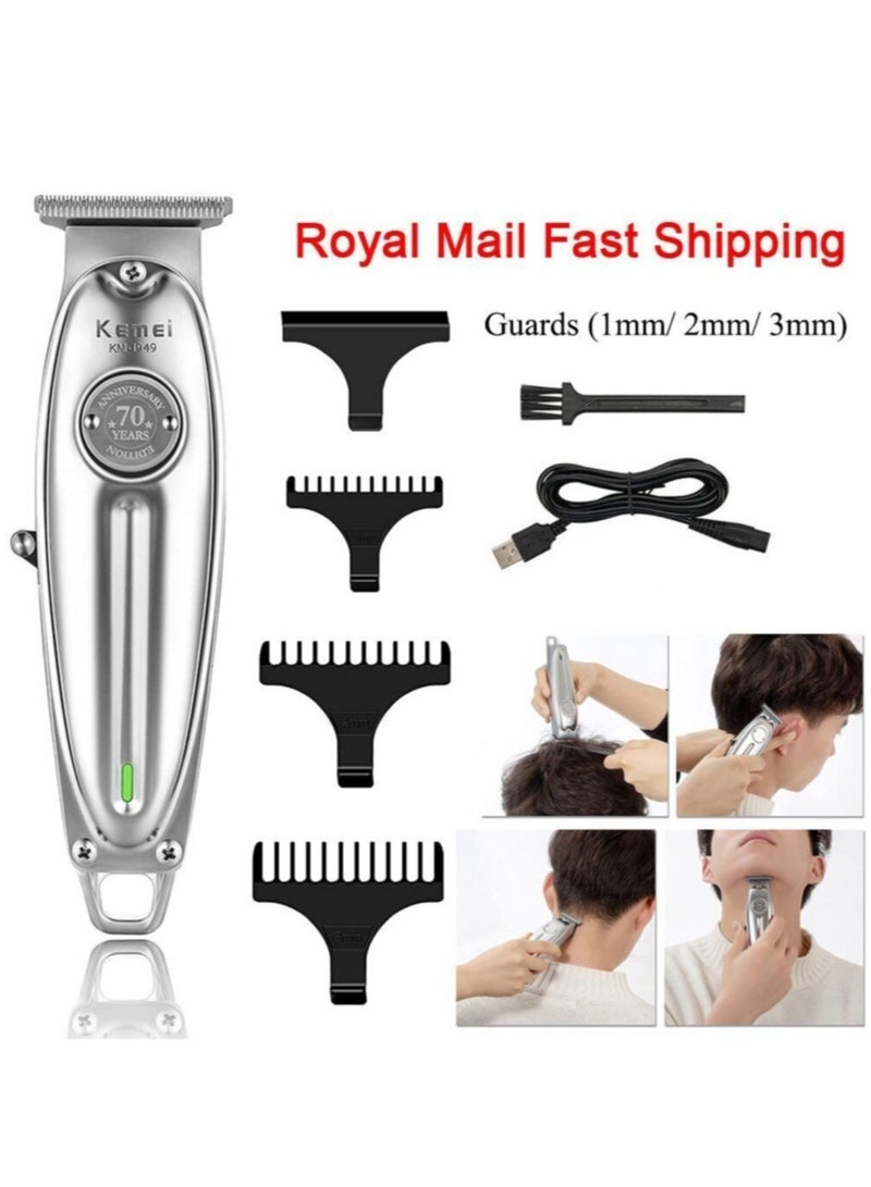 Kemei Original KM-1949 Professional Rechargeable and Cordless Hair Clipper Runtime: 120 min Trimmer for Men (Silver)