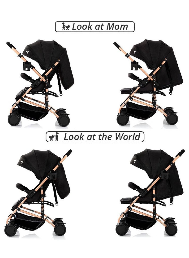 Reversible Trip Stroller With Ace Diaper Bag - Black