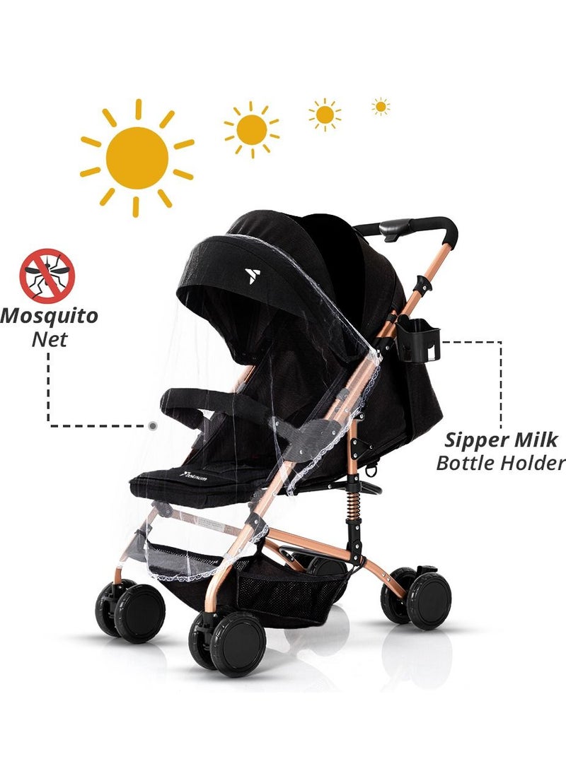 Reversible Trip Stroller With Ace Diaper Bag - Black