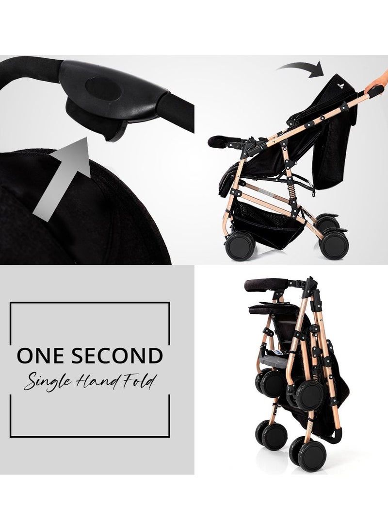 Reversible Trip Stroller With Ace Diaper Bag - Black