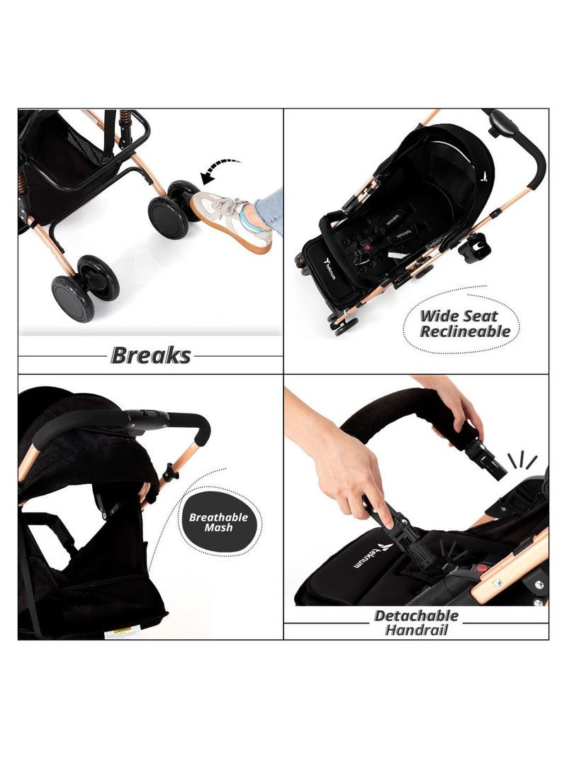 Reversible Trip Stroller With Ace Diaper Bag - Black