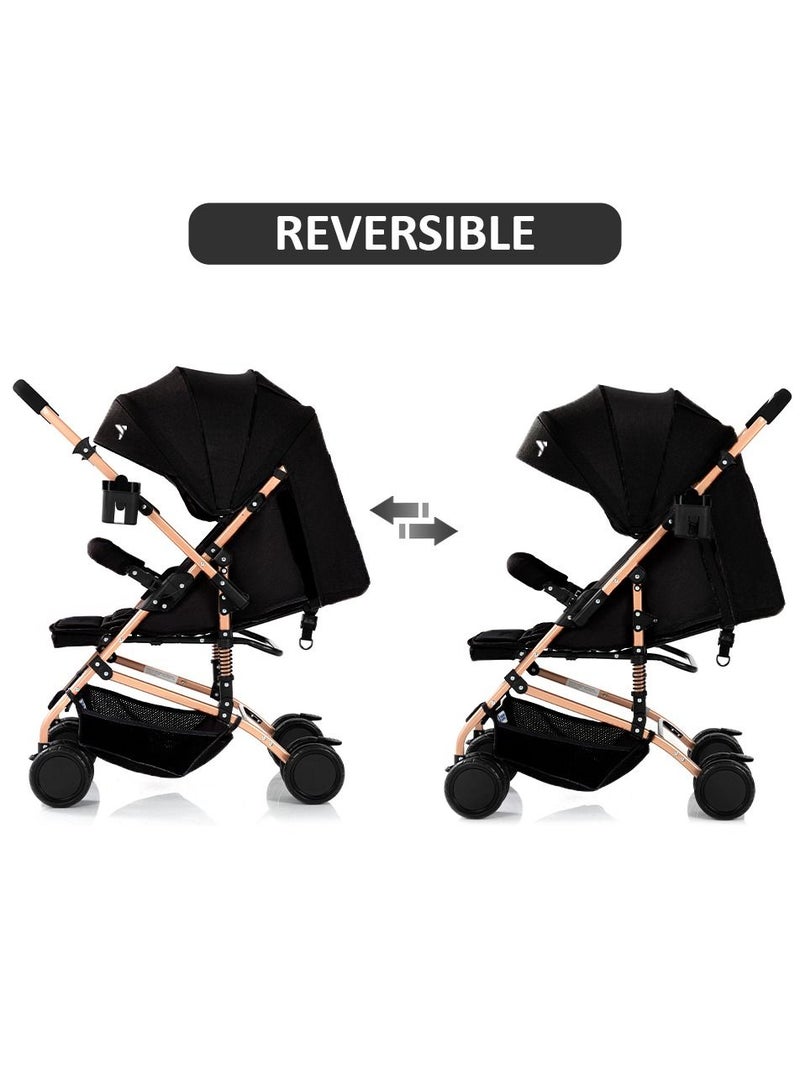 Reversible Trip Stroller With Ace Diaper Bag - Black