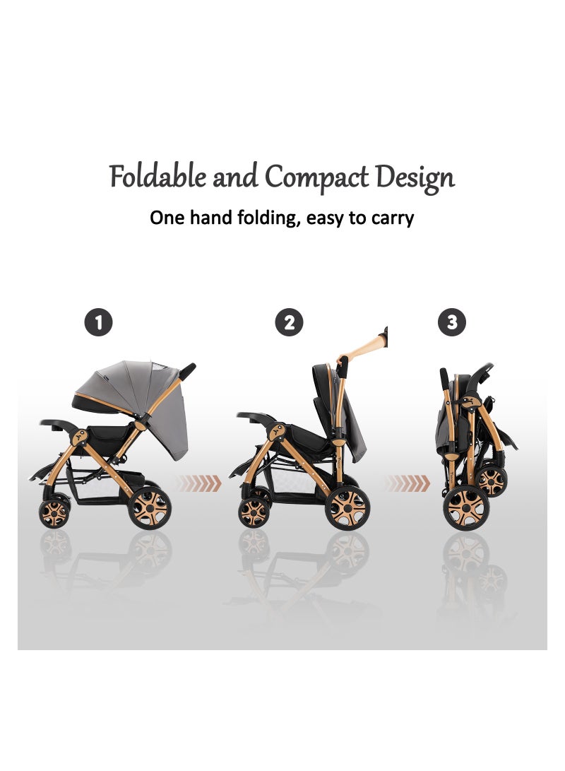 Reversible Trip2 Stroller With Extra-wide Canopy - Grey