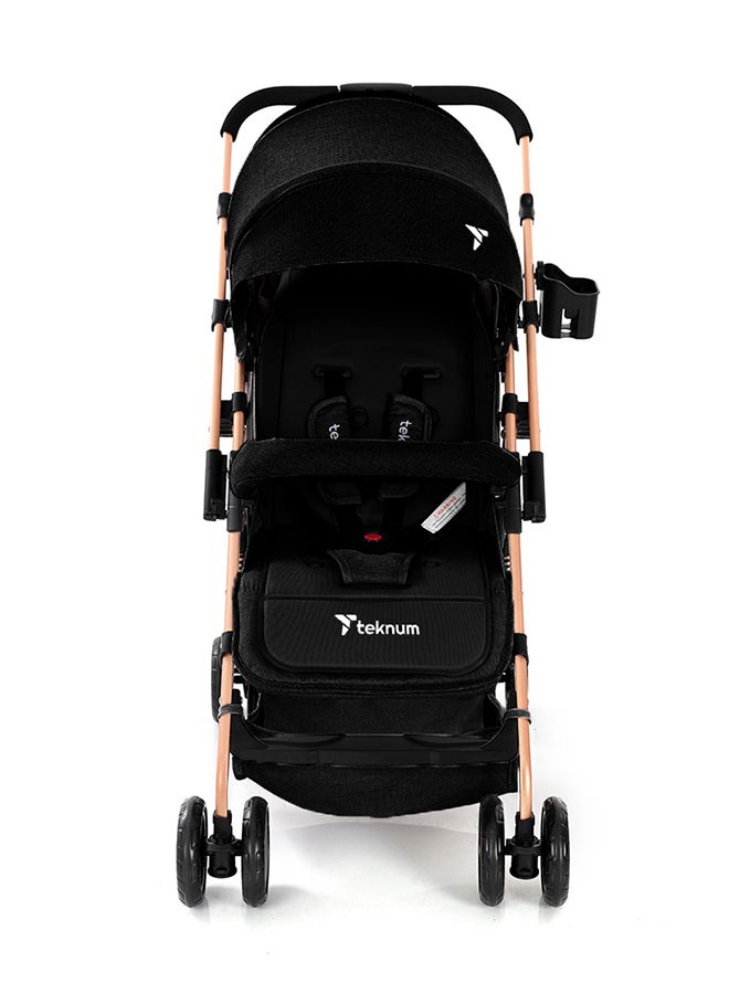 Reversible Trip Stroller with Blue Ace Diaper Bag - Black