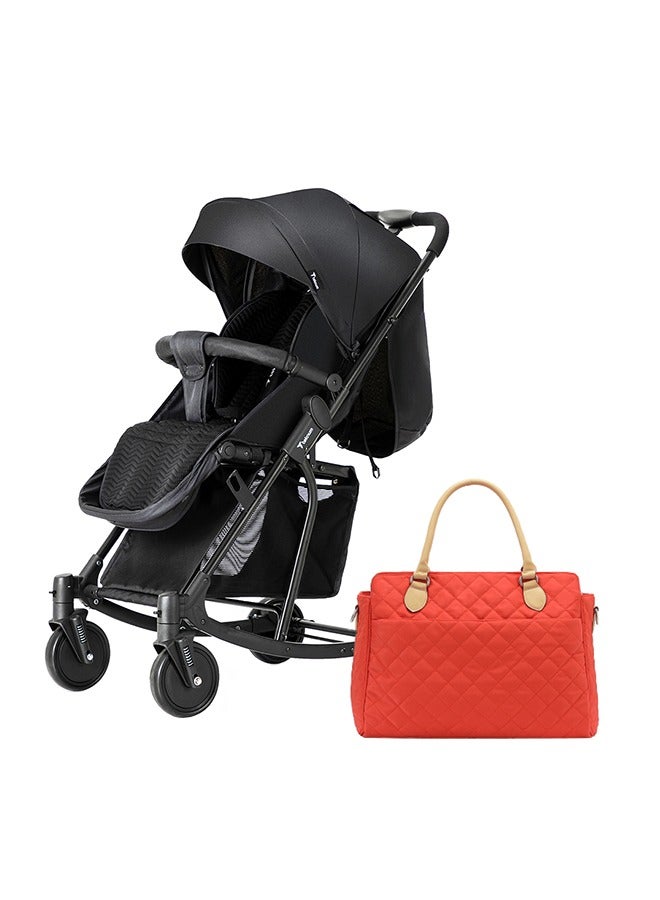 Stroller Plus Rocker With Orange Styler Fashion Diaper Bag - Black