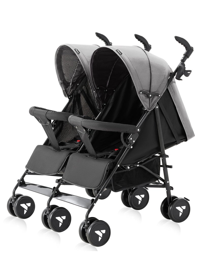 Baby Twin Stroller Fellow With Lightweight And Foldable - Grey