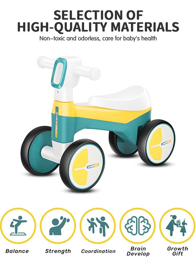 Baby Balance Bike with Music and Light, No Pedal Toddler Balance Bike, Children Walker Baby Walker Riding Infant Car with 4 Silence Wheels, Baby First Riding on Toys for 1 Years Old Boys Girls