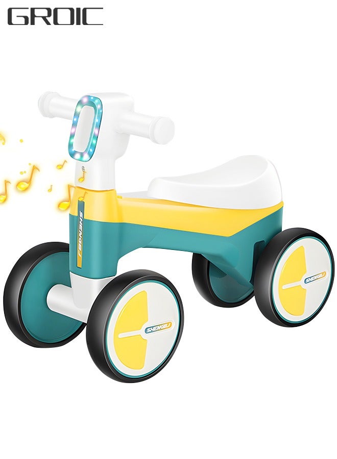 Baby Balance Bike with Music and Light, No Pedal Toddler Balance Bike, Children Walker Baby Walker Riding Infant Car with 4 Silence Wheels, Baby First Riding on Toys for 1 Years Old Boys Girls