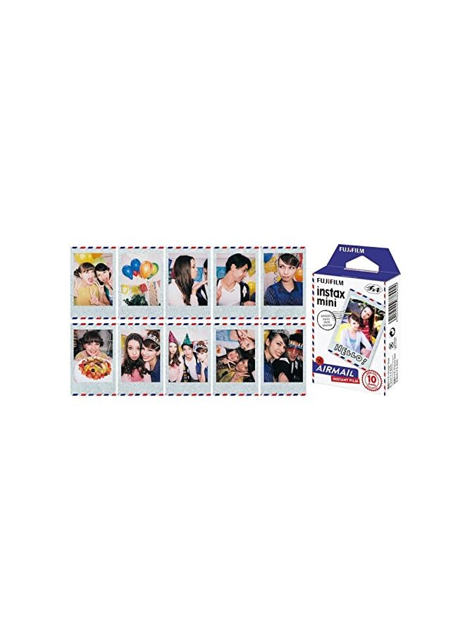 Instax Airmail Mini Film -For Mini 9,Mini 11, Mini 90,Mini 70,Mini Link, Mini Liplay 10 Shot Pack-White