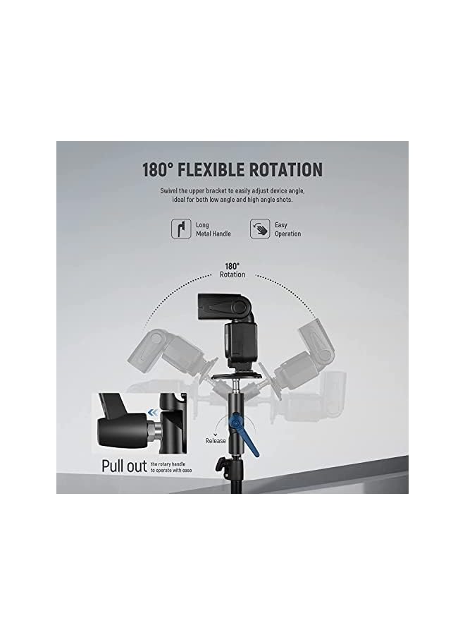 Camera Flash Bracket H-Type Mount with Umbrella Softbox Holder， 180° Swivel Adjustable Metal Light Stand Adapter with 1/4