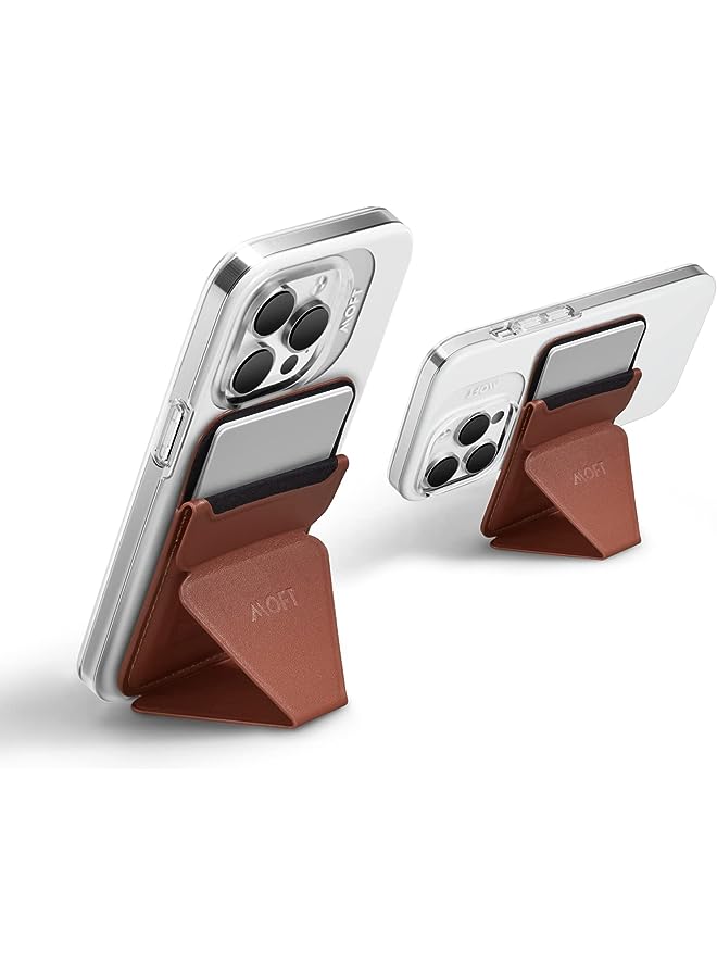 Wallet Stand for iPhone 14/13/12 Series Compatible Phone Stand with 3 Viewing Angles, Sienna Brown