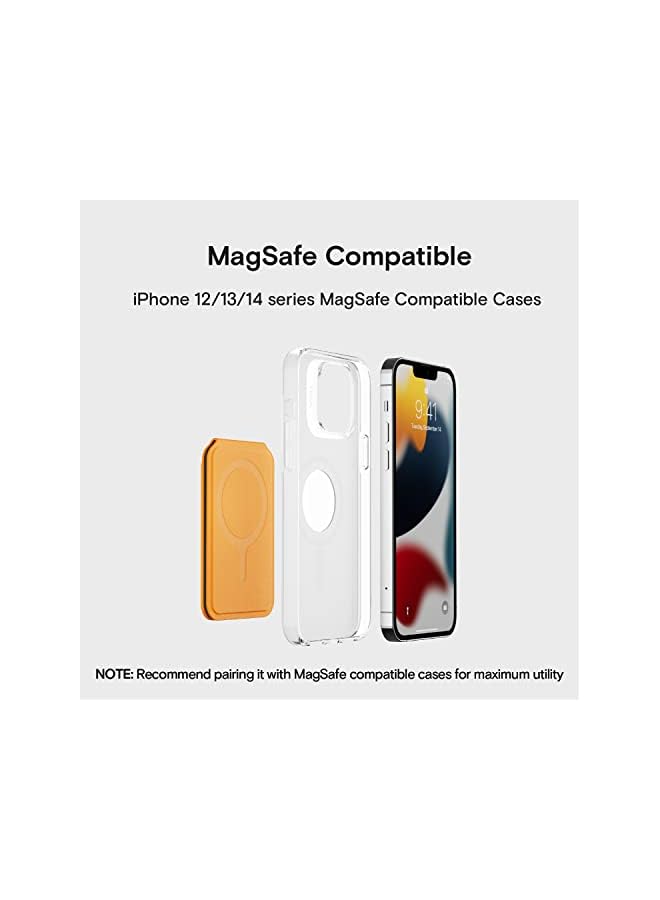 MagSafe Compatible Wallet Quick Access for iPhone 14 /iPhone 13/ iPhone12 Series Open ID Window Convenient Card Use and Sturdy Stand with Steel Hinge Flash Wallet Phone Stand,Yellow