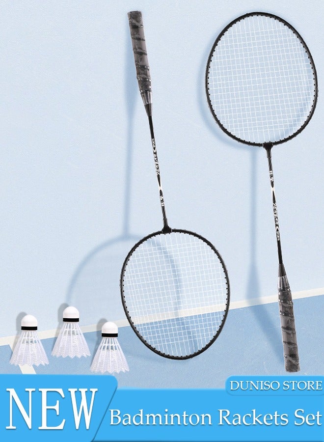 Badminton Rackets Set 2 Player Badminton Rackets Lightweight Badminton Racquet with 3 Shuttlecocks and 1 Carrying Bag,Badminton Backyard Games for Outdoor,Garden,Beach,Family Fun Game