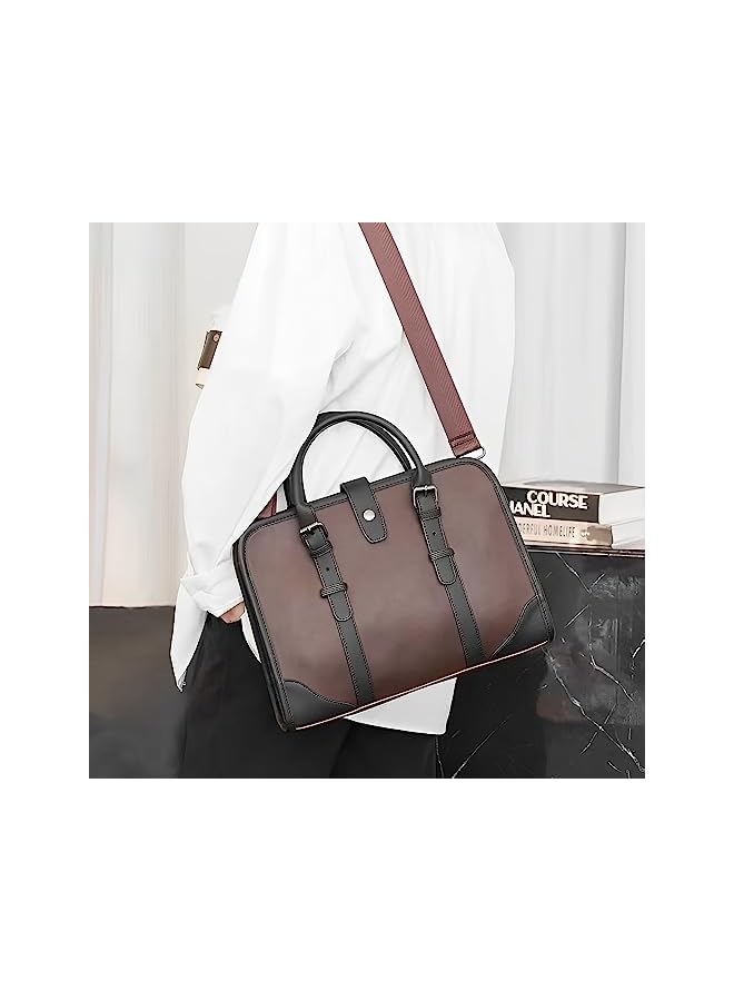 Men'S Business Handheld Laptop Bag, Multi-Functional Briefcase Shoulder Bag For Documents And Files, Suitable For Travel And Vintage Style.