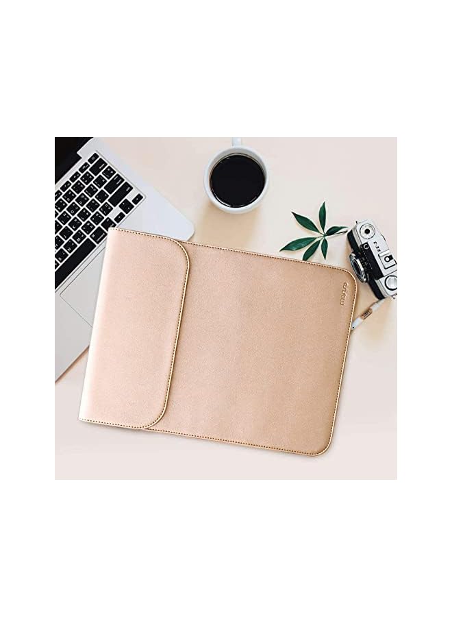 Laptop Sleeve Compatible With Macbook Air 13 Inch M2 A2681 M1 A2337 A2179 A1932/Pro 13 M2 M1 A2338 A2251 A2289 A2159 A1989 A1706 A1708, Faux Suede Leather Case With Small Bag, Rose Gold