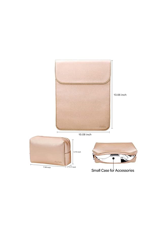 Laptop Sleeve Compatible With Macbook Air 13 Inch M2 A2681 M1 A2337 A2179 A1932/Pro 13 M2 M1 A2338 A2251 A2289 A2159 A1989 A1706 A1708, Faux Suede Leather Case With Small Bag, Rose Gold