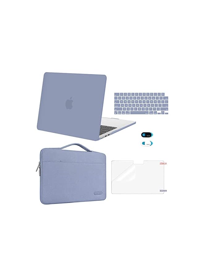 Compatible With Macbook Air 13.6 Inch Case 2022 2023 Release A2681 With M2 Chip Touch Id, Plastic Hard Shell Case&Carrying Sleeve Bag&Keyboard Cover&Webcam Cover&Screen Protector, Lavender Gray