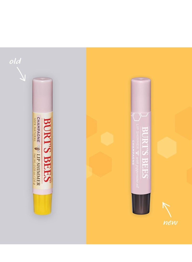 Burt's Bees Shimmer Lip Tint Set, Mothers Day Gifts for Mom Tinted Lip Balm Stick, Moisturizing for All Day Hydration with Natural Origin Glowy Pigmented Finish & Buildable Color, Champagne (4-Pack)