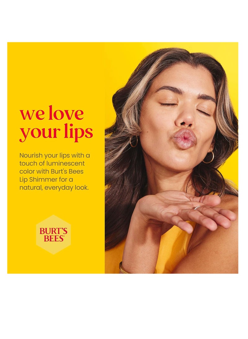 Burt's Bees Shimmer Lip Tint Set, Mothers Day Gifts for Mom Tinted Lip Balm Stick, Moisturizing for All Day Hydration with Natural Origin Glowy Pigmented Finish & Buildable Color, Champagne (4-Pack)