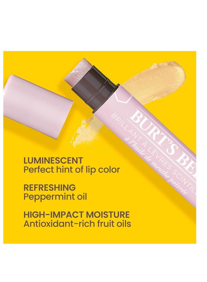 Burt's Bees Shimmer Lip Tint Set, Mothers Day Gifts for Mom Tinted Lip Balm Stick, Moisturizing for All Day Hydration with Natural Origin Glowy Pigmented Finish & Buildable Color, Champagne (4-Pack)