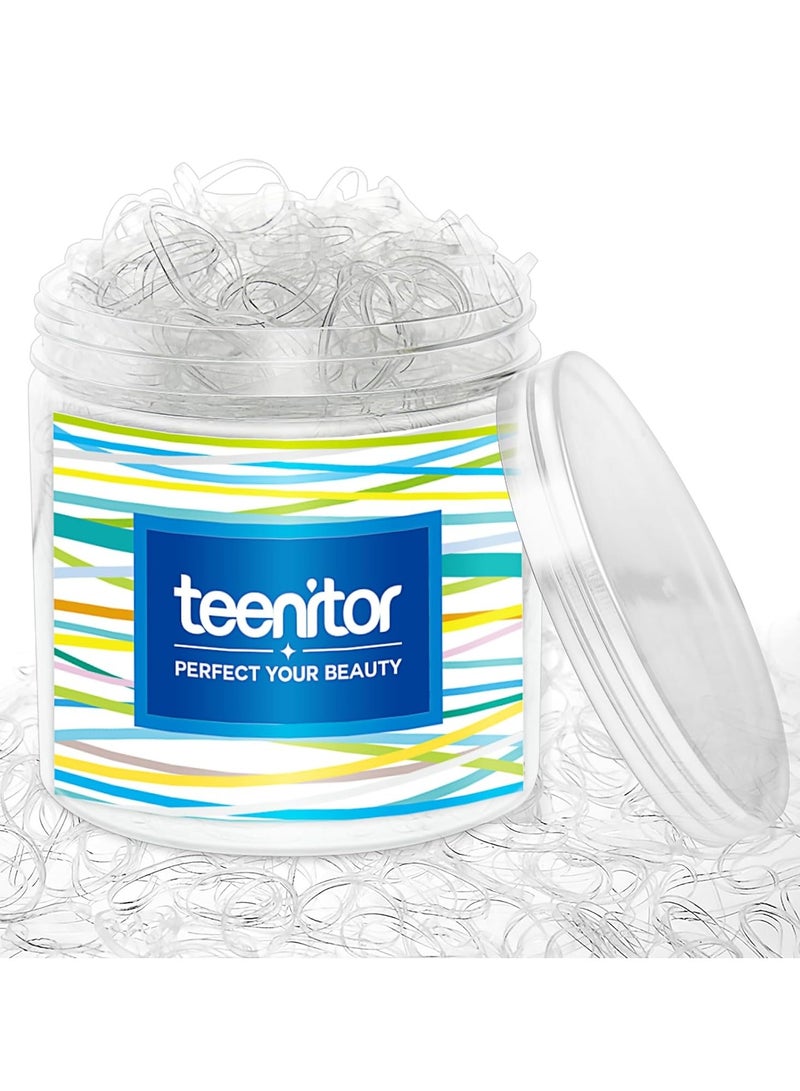 Teenitor Clear Elastic Hair Bands, 2000pcs Mini Hair Rubber Bands, Hair Ties, Soft Hair Elastics Ties, 2mm in Width and 30mm in Length