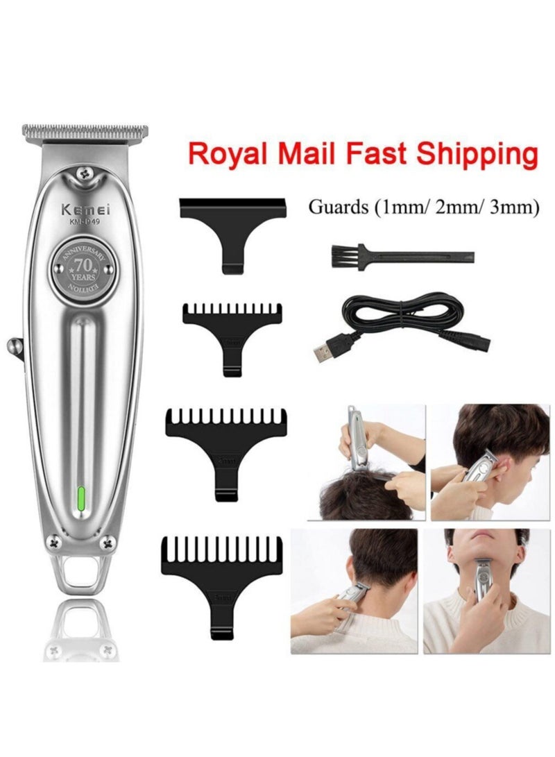 Kemei Original KM-1949 Professional Rechargeable and Cordless Hair Clipper Runtime: 120 min Trimmer for Men (Silver)