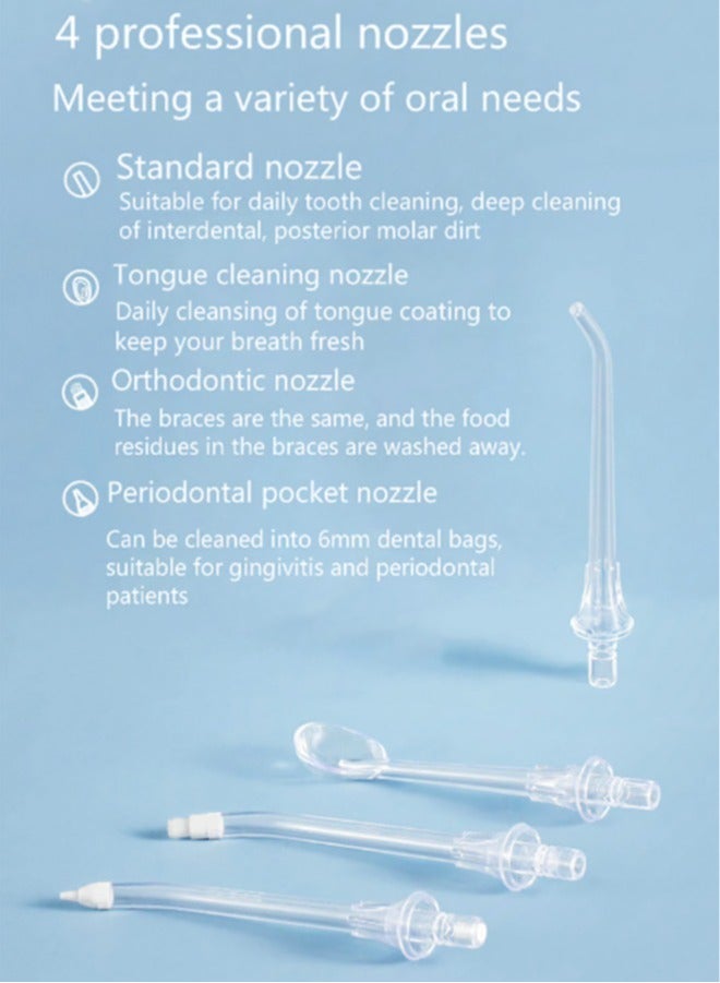 Portable Electric Water Flosser Cordless IPX7 Professional Dental Oral Irrigator with 6 Modes And 4 Jet Tips. Waterproof Water Toothpick Dental Care. USB-C Charged For 80 Days Use, Detachable Water