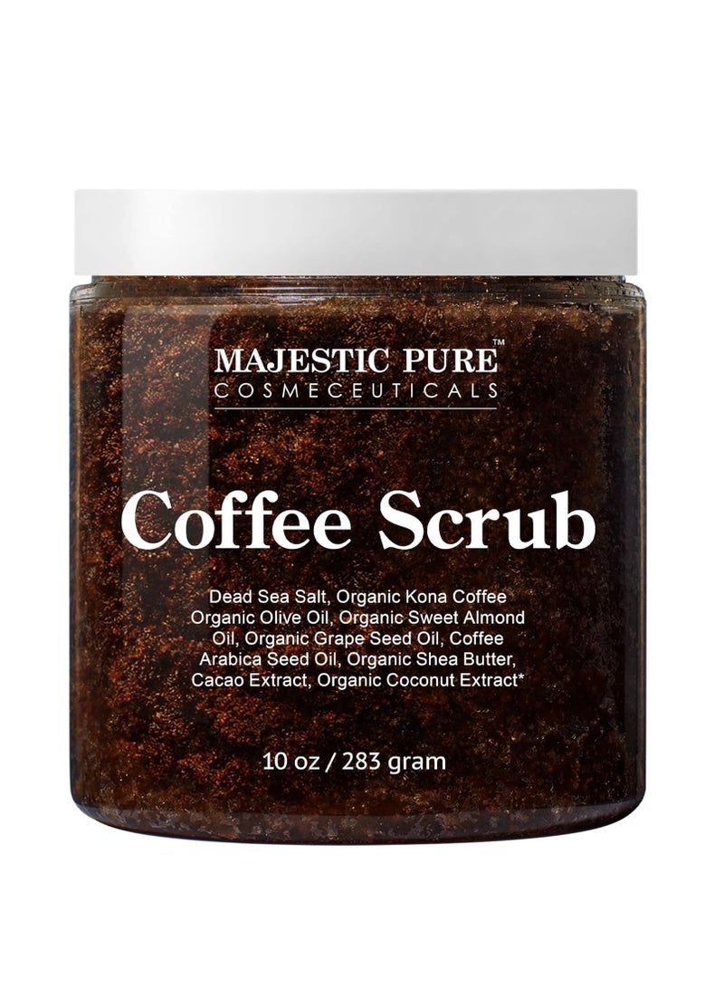 MAJESTIC PURE Arabica Coffee Scrub - All Natural Exfoliating Body Scrub for Skin Care, Stretch Marks, Acne & Cellulite, Reduce the Look of Spider Veins, Eczema, Age Spots & Varicose Veins - 10 Ounces