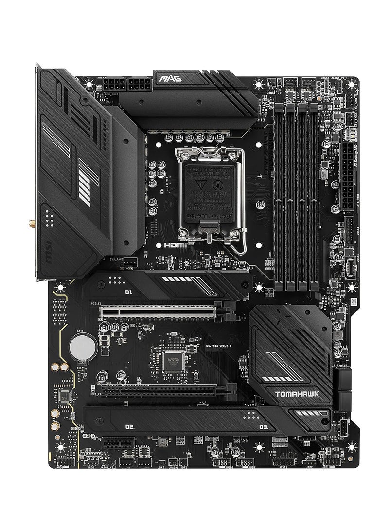 MAG B760 Tomahawk Wifi LGA1700 ATX Motherboard, Intel B760 Chipset, 4x DDR5, 128GB Max Memory Capacity, Wi-Fi 6E, 2.5Gbps LAN, 2x PCI-E x16, 3x M.2 1x HDMI™ 1x DP, USB 2.0/3.2 Black