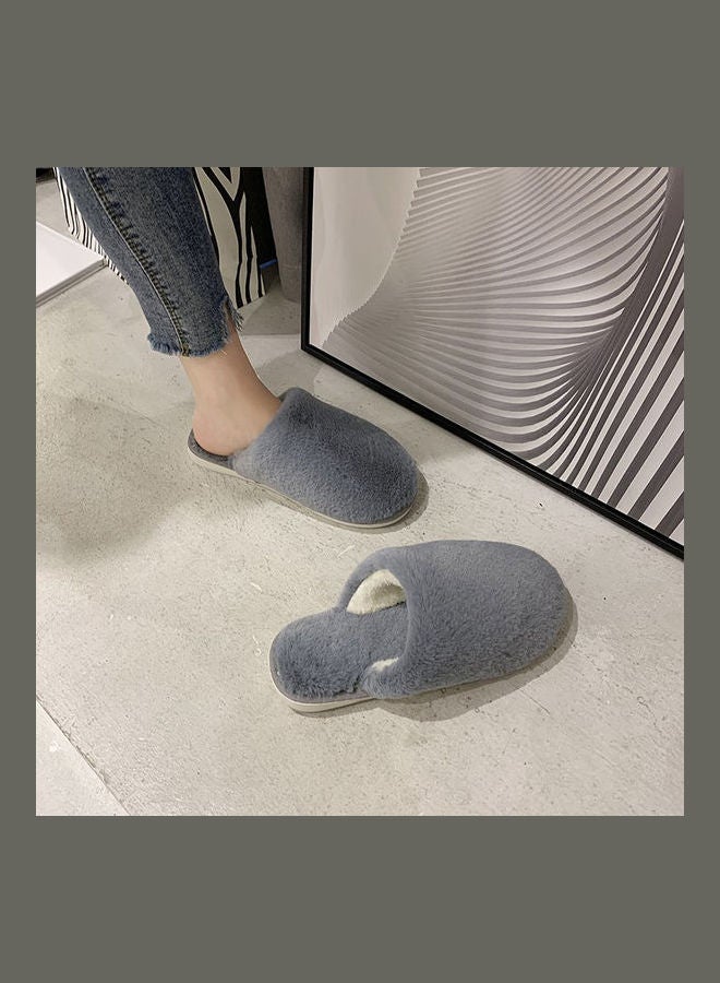 Solid Fluffy Indoor Slippers Grey