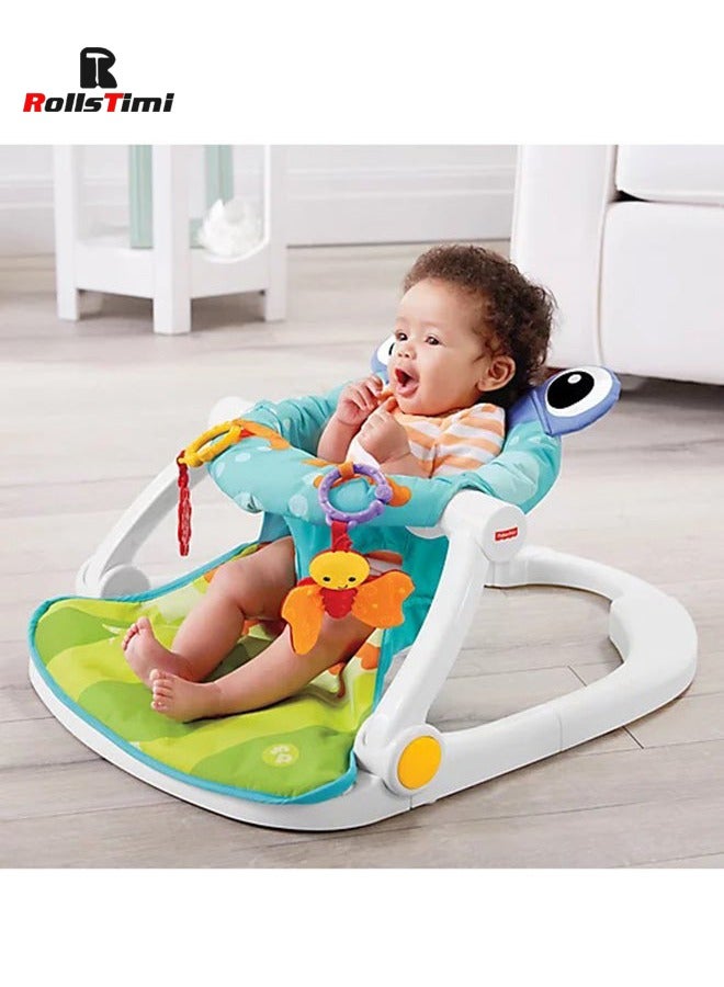 Portable Baby Chair Sit-Me-Up Floor Seat with Bpa-Free Teether and Crinkle Toy, Froggy Seat Pad