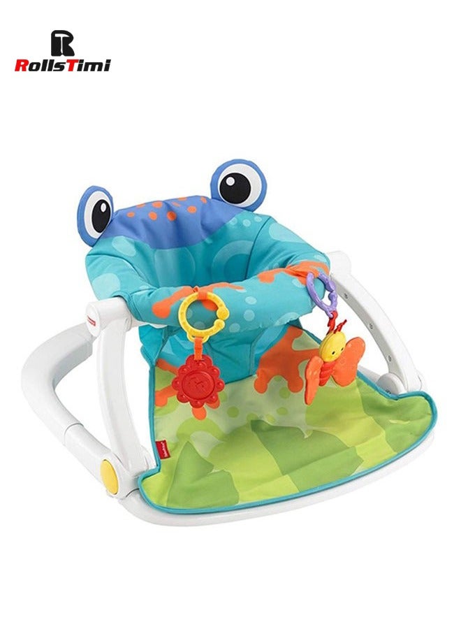 Portable Baby Chair Sit-Me-Up Floor Seat with Bpa-Free Teether and Crinkle Toy, Froggy Seat Pad