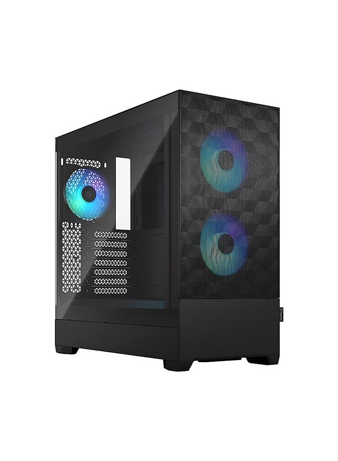 Pop Air ATX Mid Tower Gaming Case, Tempered Glass Clear Tint, 7 Expansion Slots, 2x 120/140 mm Fan, 2x 5.25” Drive Mounts, Up To 280mm Radiator Support, RGB Black | FD-C-POR1A-06