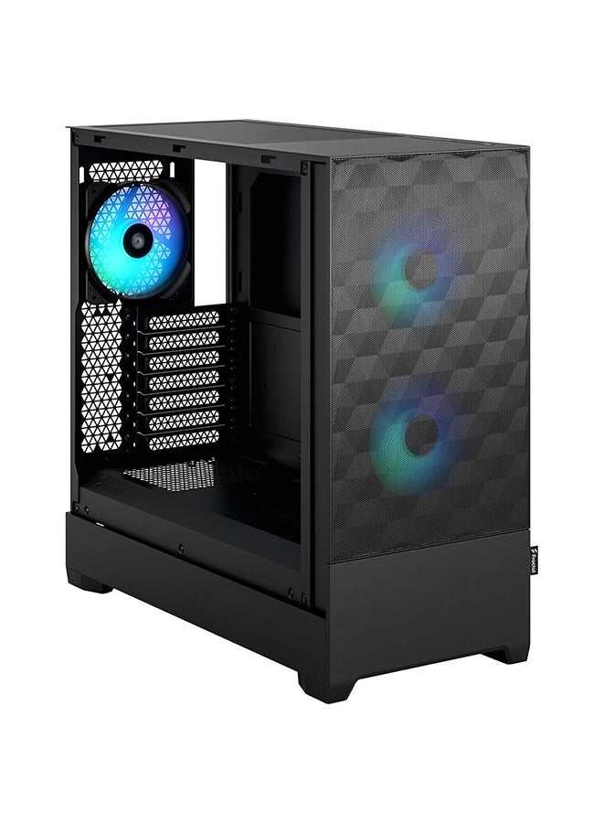 Pop Air ATX Mid Tower Gaming Case, Tempered Glass Clear Tint, 7 Expansion Slots, 2x 120/140 mm Fan, 2x 5.25” Drive Mounts, Up To 280mm Radiator Support, RGB Black | FD-C-POR1A-06