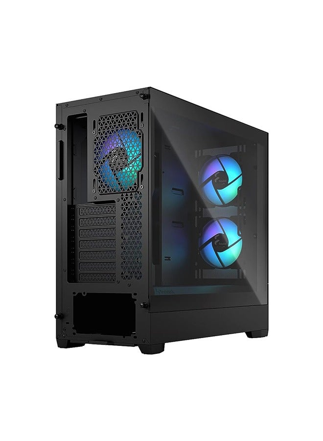 Pop Air ATX Mid Tower Gaming Case, Tempered Glass Clear Tint, 7 Expansion Slots, 2x 120/140 mm Fan, 2x 5.25” Drive Mounts, Up To 280mm Radiator Support, RGB Black | FD-C-POR1A-06