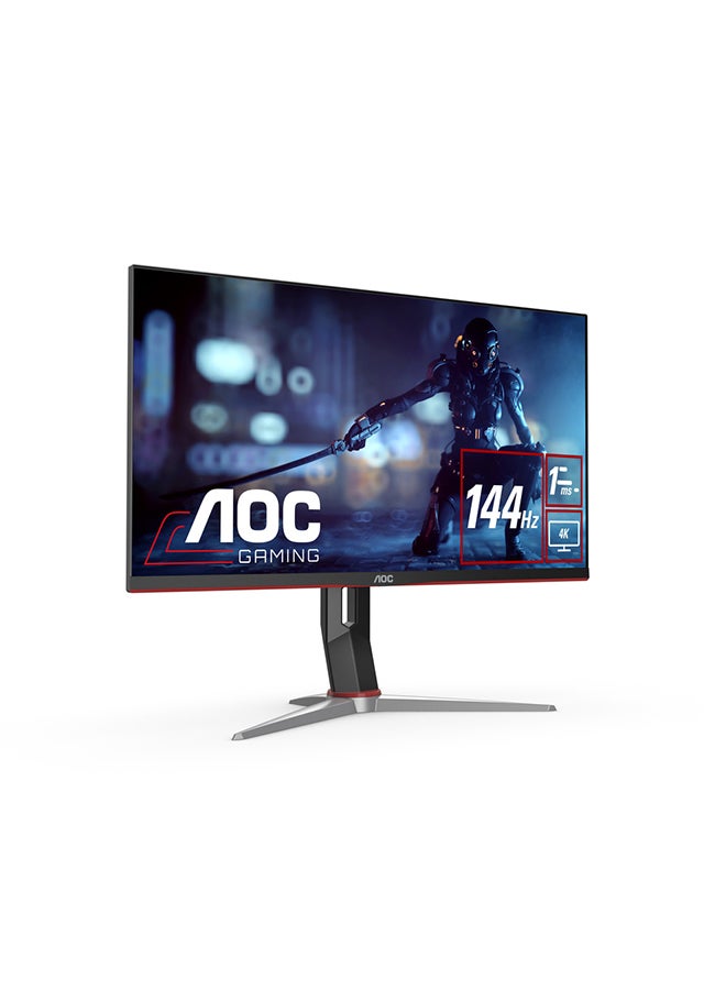 U28G2X 28-Inch (IPS LCD) 4K Gaming Monitor, DisplayHDR 400, 3840 × 2160 (UHD),  144Hz, 1ms, VESA Certified DisplayHDR 400, HDMI 2.0 x 2, DisplayPort 1.4 x 2, FreeSync Premium tear-free immersion Black & Red