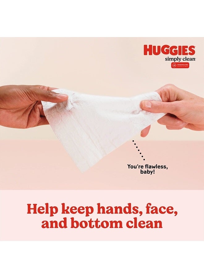 Huggies Simply Clean Fragrance-Free Baby Wipes, Unscented Diaper Wipes, 64 Count(Pack of 11) (704 Wipes Total)