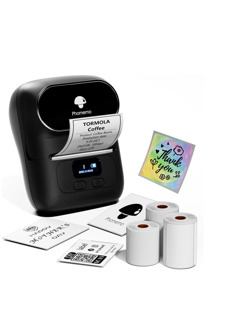 Label Maker Machine Phomemo M110 Portable Bluetooth Thermal Label Printer Sticker Maker Barcode Printer for Clothing Jewelry Retail Mailing Support Arabic and English For iOS & Android
