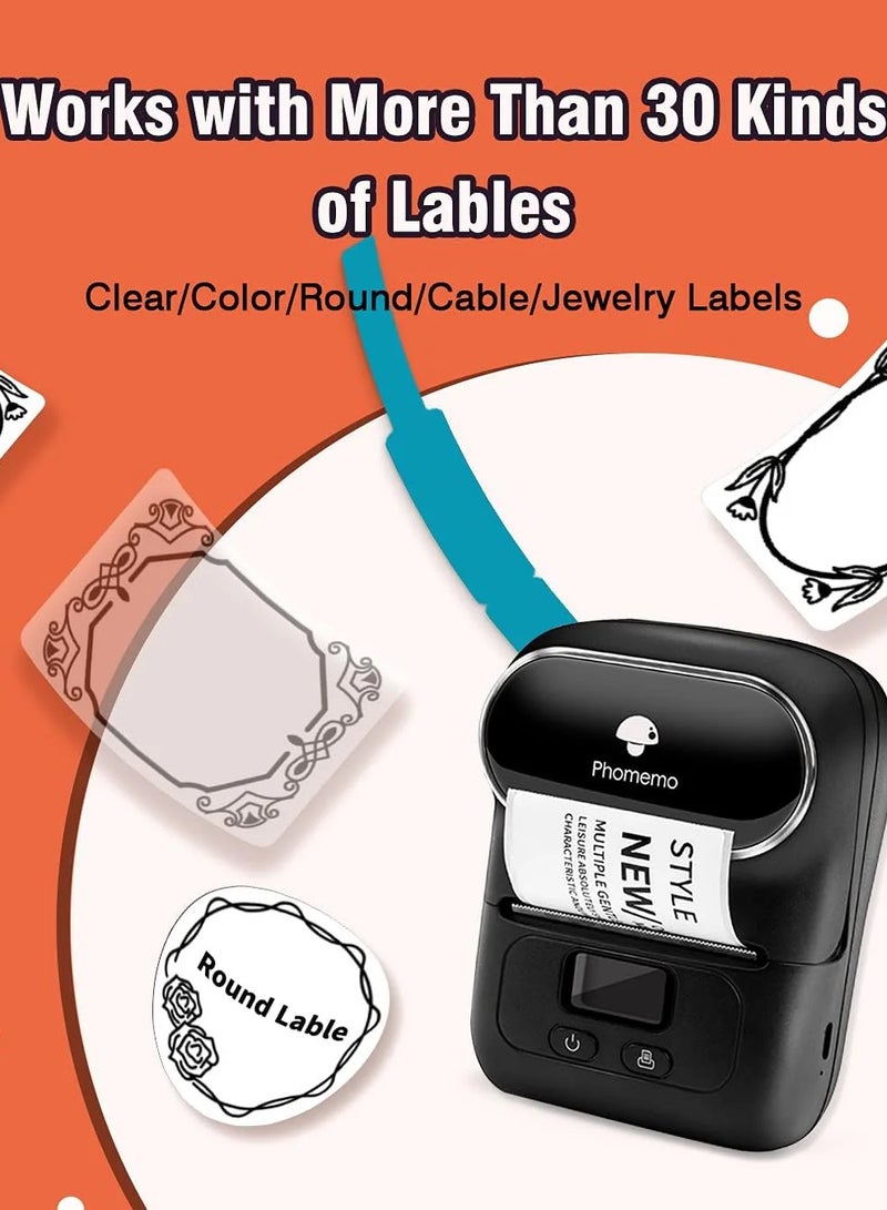 Label Maker Machine Phomemo M110 Portable Bluetooth Thermal Label Printer Sticker Maker Barcode Printer for Clothing Jewelry Retail Mailing Support Arabic and English For iOS & Android