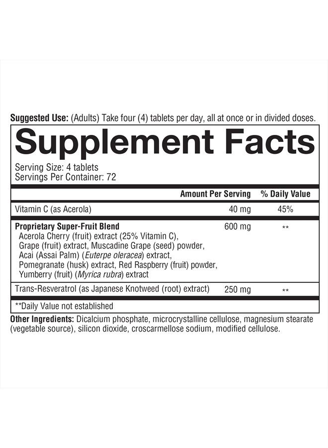 Resveratrol with Acerola, 290 Count (1 Bottle)