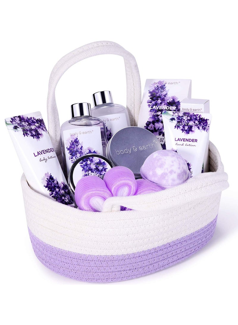 Gift Baskets for Women - Regalos Para Mujer, Body & Earth Gift Sets with Bubble Bath, Shower Gel, Body Lotion, Lavender Spa Gifts for Women, Spa Kit Mom Gifts, Birthday Gifts for Her