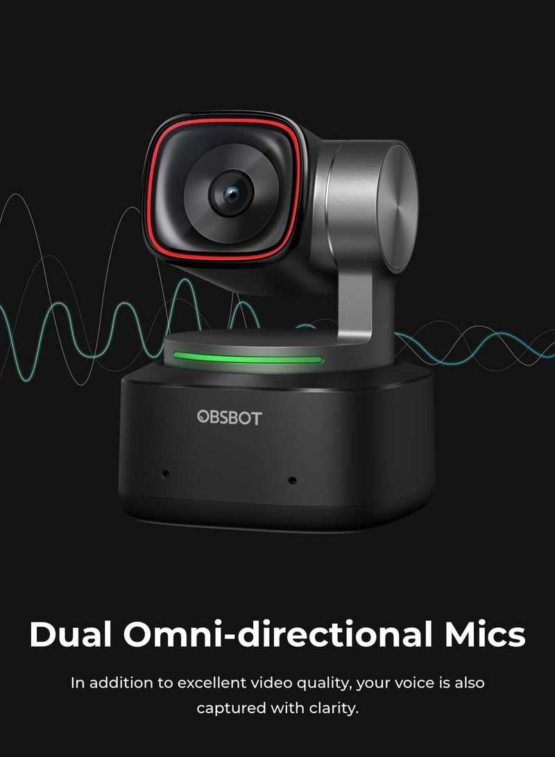 OBSBOT Tiny 2 Webcam 4K Voice Control PTZ, AI Tracking Multi-mode & Auto Focus, 4K Webcam with 1/1.5