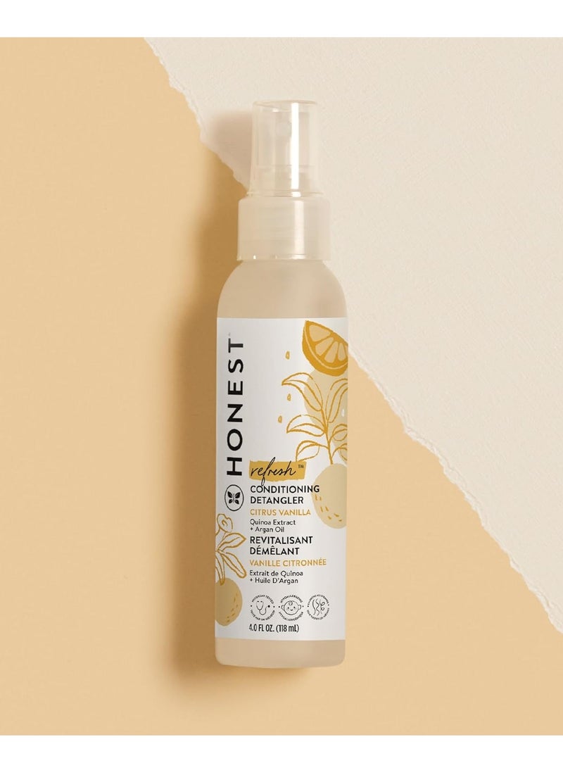 The Honest Company Conditioning Hair Detangler | Leave-in Conditioner + Fortifying Spray | Tear-free, Cruelty-Free, Hypoallergenic | Citrus Vanilla Refresh, 4 fl oz