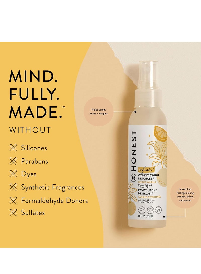 The Honest Company Conditioning Hair Detangler | Leave-in Conditioner + Fortifying Spray | Tear-free, Cruelty-Free, Hypoallergenic | Citrus Vanilla Refresh, 4 fl oz