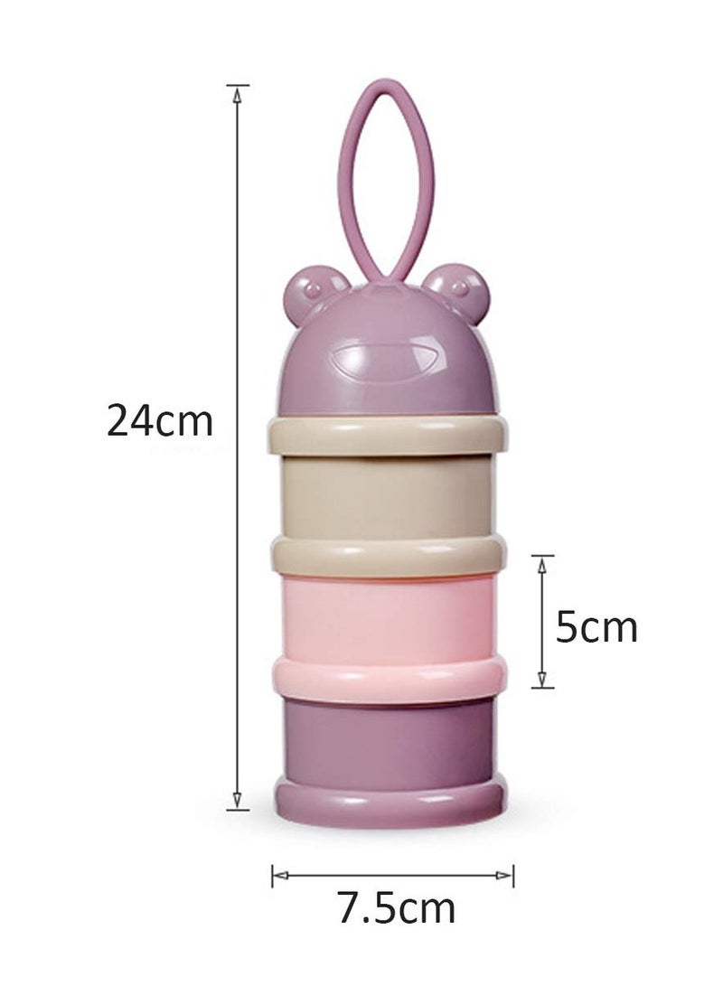 Milk Powder Dispenser, 4 Pack Airtight Portable Cute Shape, Milk Powder Container Non-Spill Baby Kids Snack Storage Container 3-Layer Milk Powder Box for Travel and Outdoor Activities Feeding