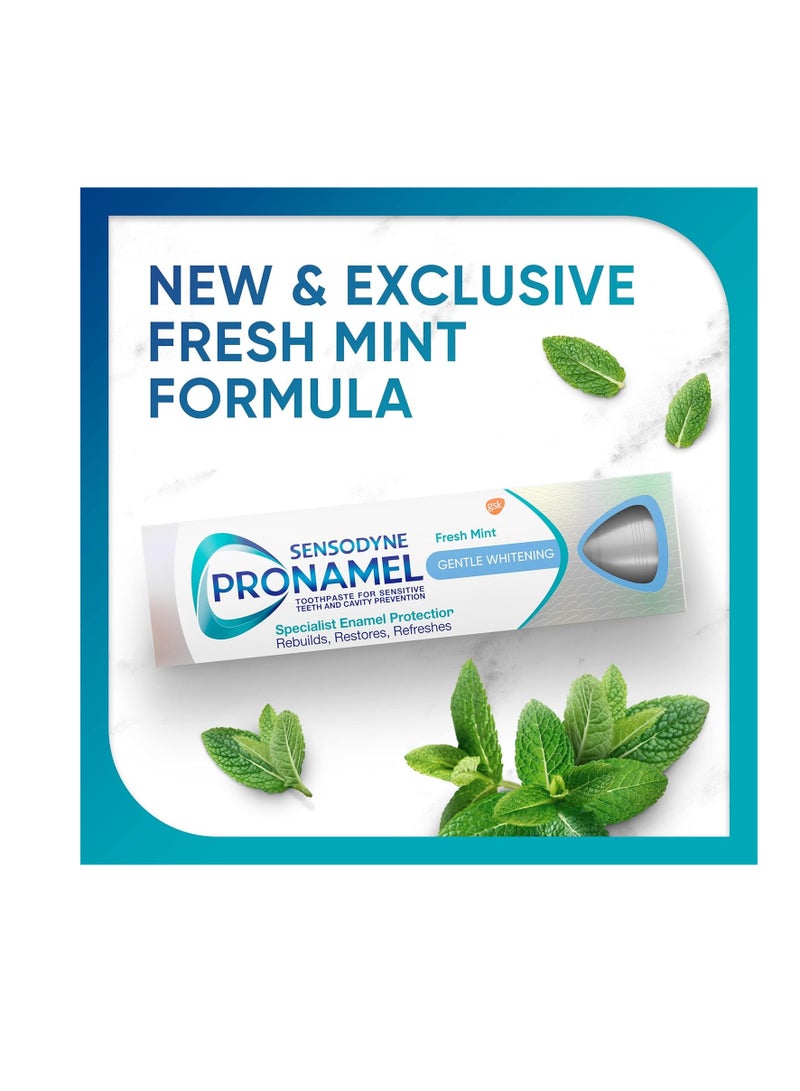 Sensodyne Pronamel Gentle Teeth Whitening Enamel Toothpaste for Sensitive Teeth, to Reharden and Strengthen Enamel, Fresh Mint - 4 Ounces (Pack of 3)