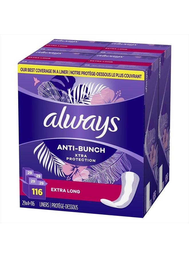 Anti-Bunch Xtra Protection Daily Liners, Extra Long Length, Unscented, 116 Count