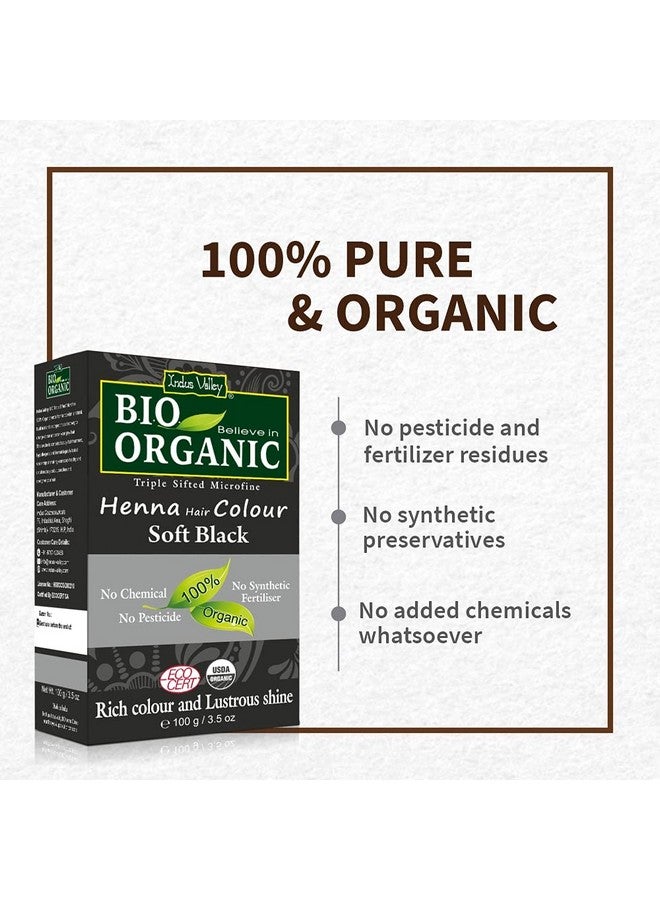 Bio Organic Natural Henna Hair Color Soft Black 100Gm 100% Gray Hair Coverage And Long Lasting Hair Dye Vegan And Crueltyfree