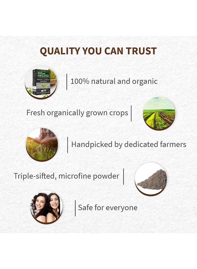 Bio Organic Natural Henna Hair Color Soft Black 100Gm 100% Gray Hair Coverage And Long Lasting Hair Dye Vegan And Crueltyfree