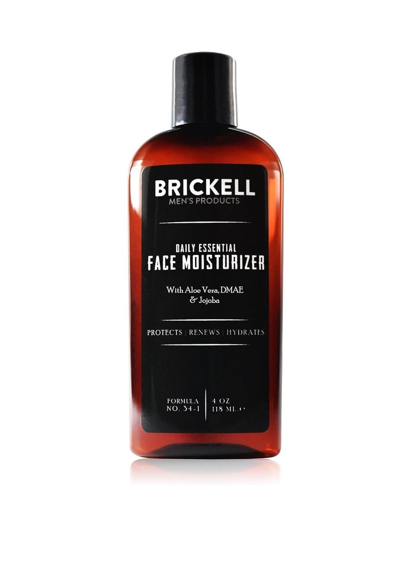 Brickell Men's Daily Essential Face Moisturizer for Men, Natural and Organic Fast-Absorbing Face Lotion with Hyaluronic Acid, Green Tea, and Jojoba, 4 Ounce, Scented